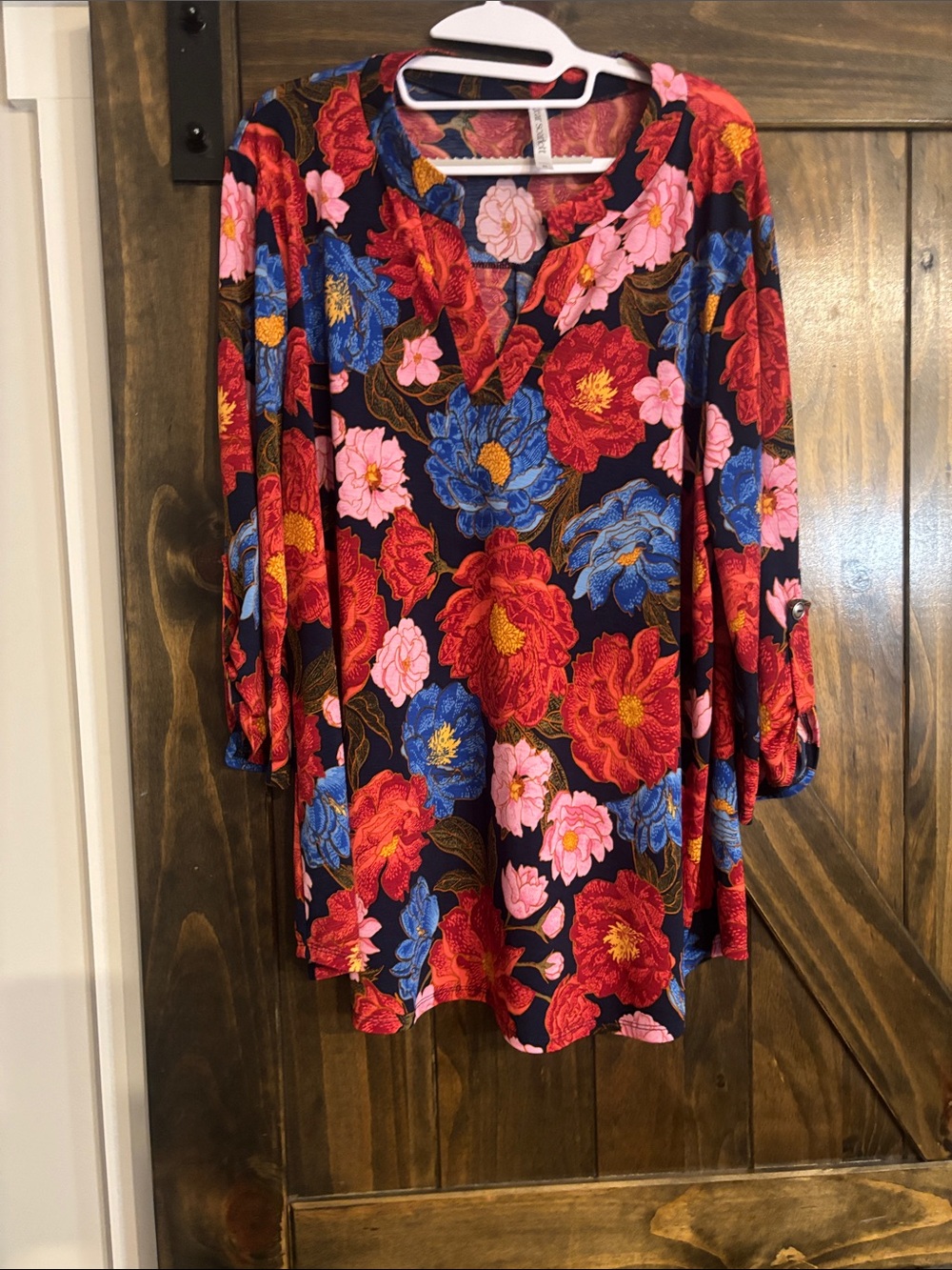 Dear Scarlett Floral V-Neck Tunic Top Size XL